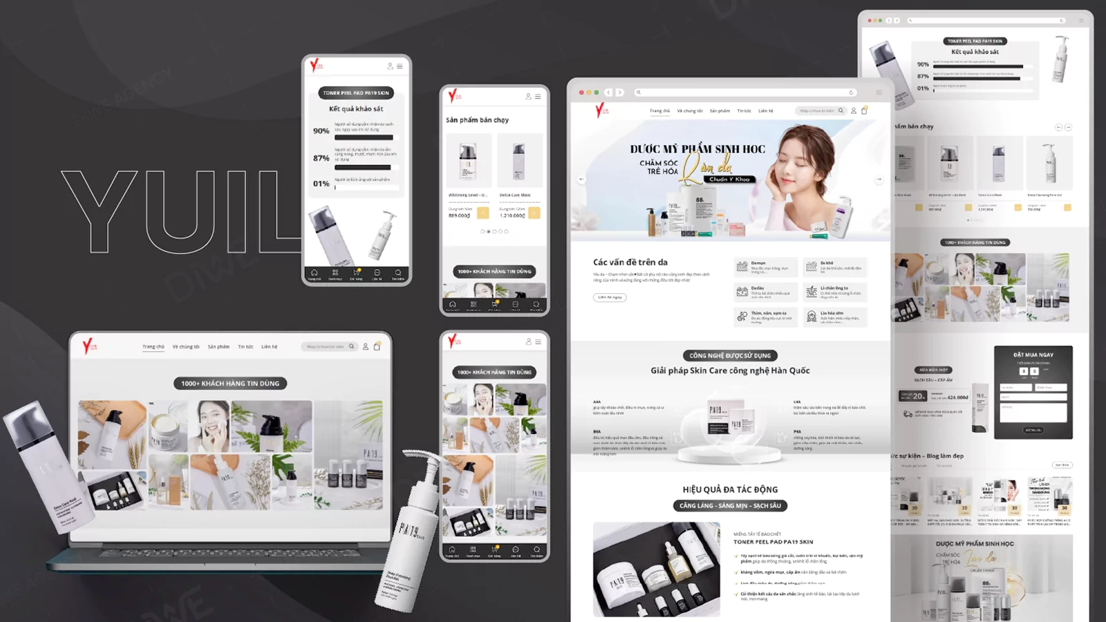Dự án thiết kế website mỹ phẩm Yuil Group giao diện hiện đại chuẩn SEO hiển thị responsive trên nhiều thiết bị