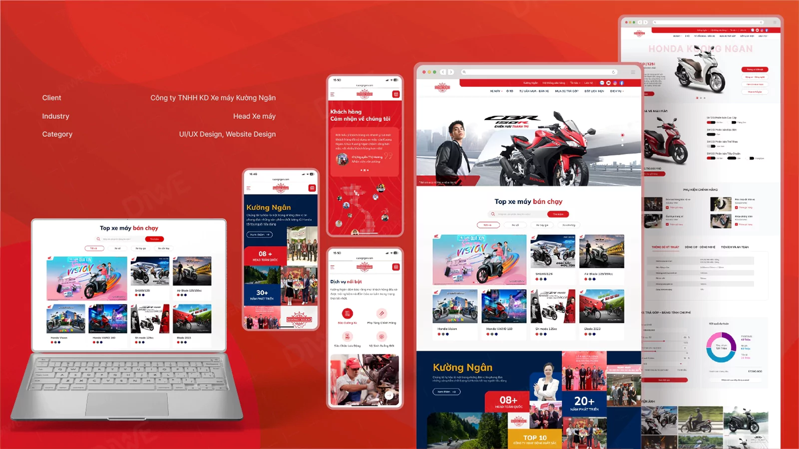 Dự án thiết kế website xe máy Kường Ngân giao diện hiện đại chuẩn SEO hiển thị responsive trên nhiều thiết bị